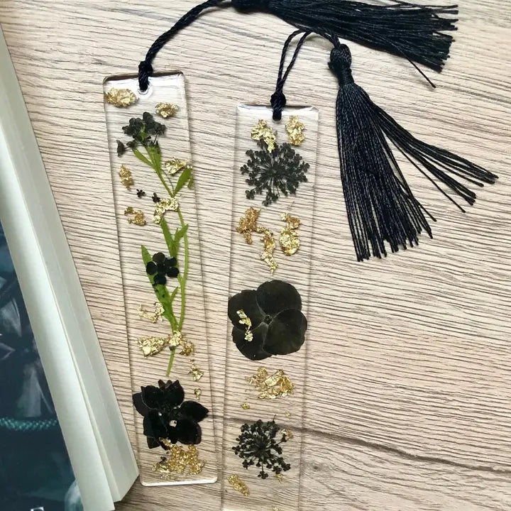 Black Floral Resin Bookmark